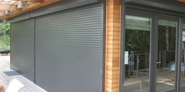 Rolling shutters on exterior of a Tucson, Arizona home