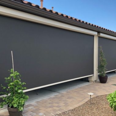 Solar screen in backyard of a Tucson, Arizona home