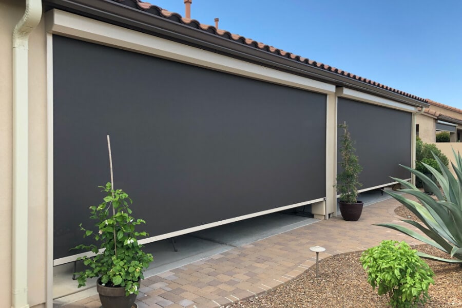 Solar screen in backyard of a Tucson, Arizona home