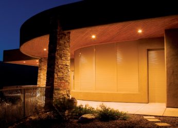 Shutters protecting windows of a Tucson, Arizona luxury home