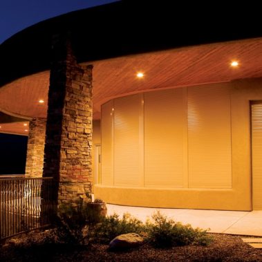 Shutters protecting windows of a Tucson, Arizona luxury home