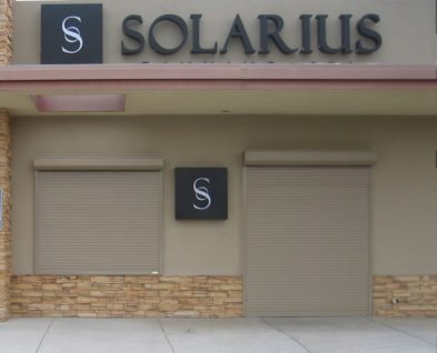 Exterior shutters on commercial business in Tucson, Arizona