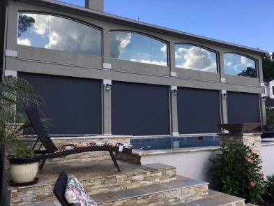 Solar screens protecting exterior of a Tucson, Arizona home