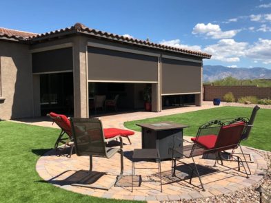 Solar screens Tucson protecting back patio of an Arizona home