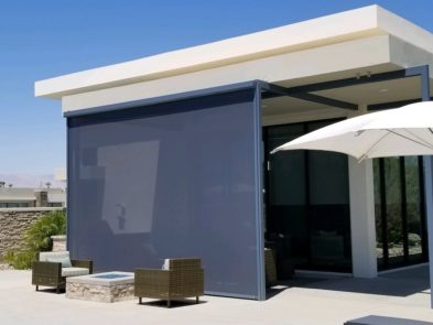 Solar screens protecting exterior of a Tucson, Arizona home