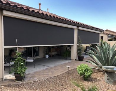Extra large Sun Shades tucson protecting back patio of a spanish style home