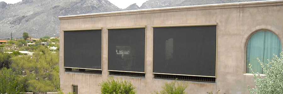 Solar screens on patio of tucson, Arizona home