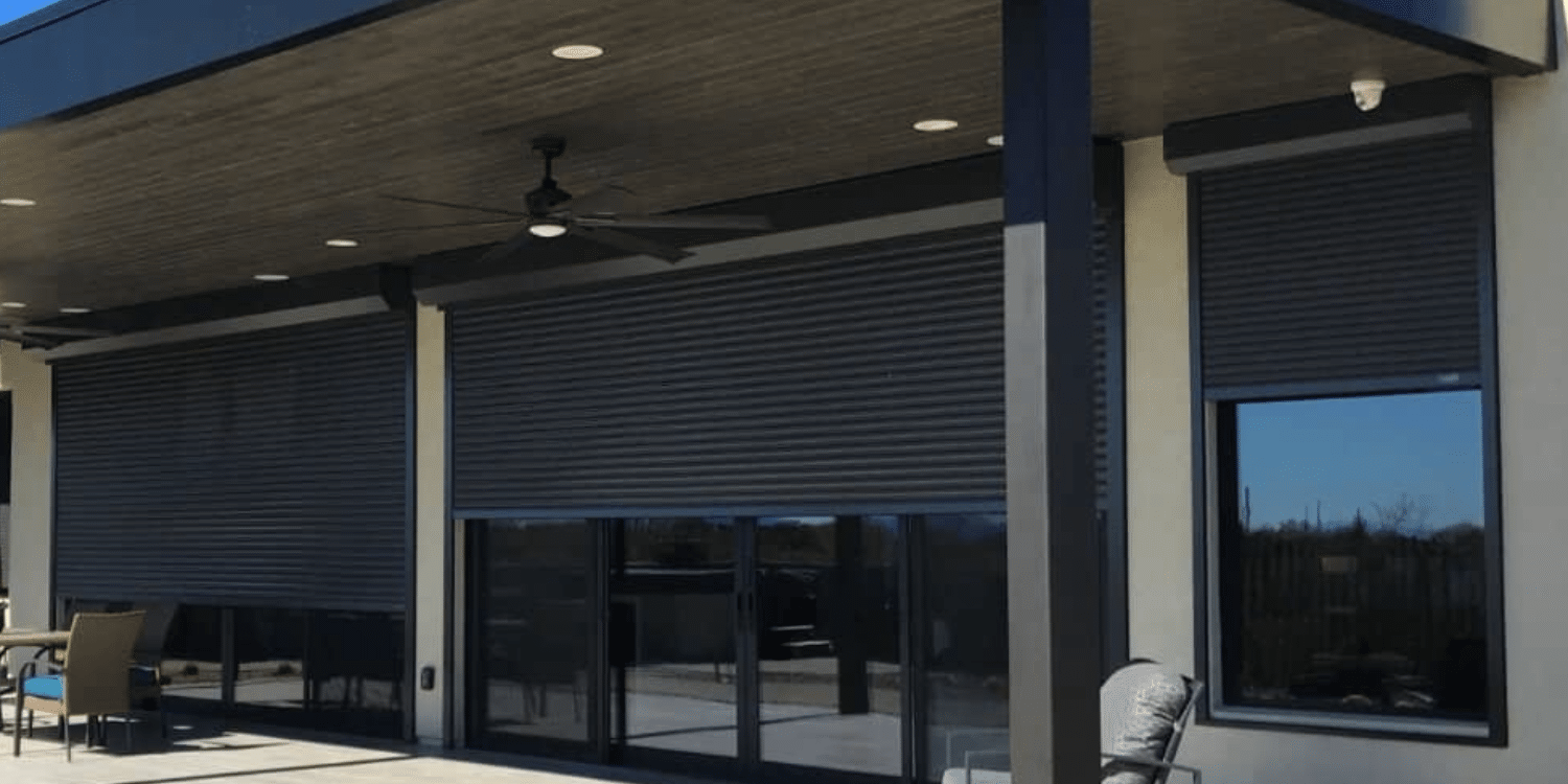 Rolling Shutters on the front of a commercial building.