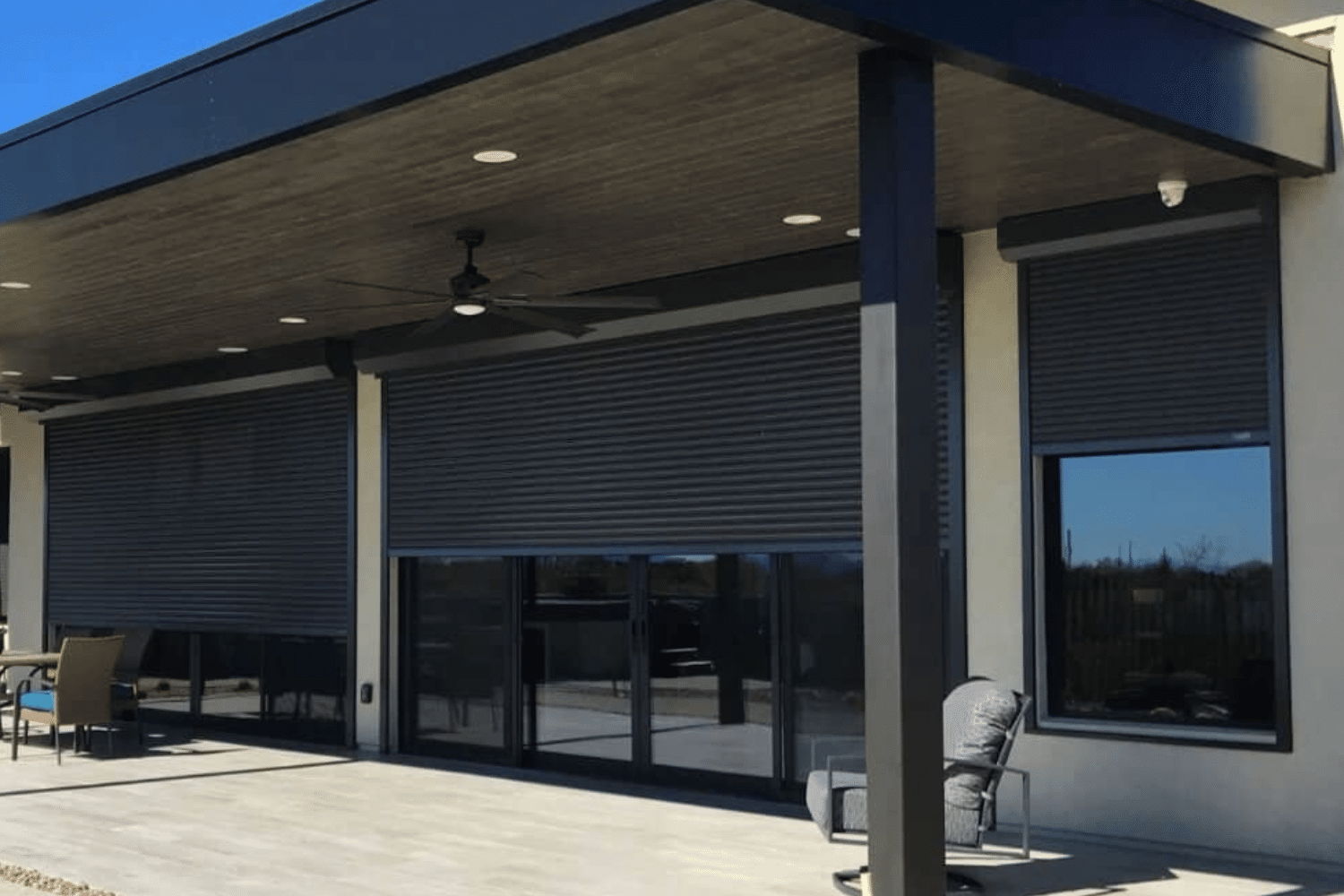 Rolling Shutters on the front of a commercial building.